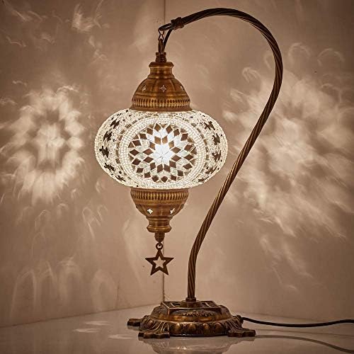 (33 цвят) DEMMEX Турска Марокански Мозайка Настолна Лампа с Американската Вилица и Розетка, Шия на Лебед Ръчно изработени Маса, Нощно Шкафче Нощно Декоративен Светлина,