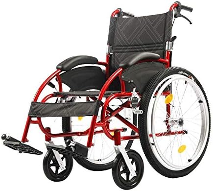 Инвалидна Количка All AID Задвижва Инвалидни Колички Поставка за Краката Задвижват Сгъваем Лесен Транзит Комфорт Инвалидна Количка Червено Може да Носи 200 кг A++++ + ++++