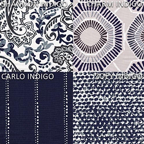 До Изготовленным на Поръчка Бельо Carlo Vintage Индиго Dot Stripe Cotton Shower Curtain