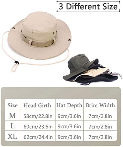 Hikeman Fishing Hat and Safari Cap Wide Brim Boonie Hat Bucket Hats with Sun Protection for Big Head Men and Women