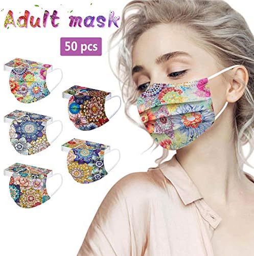 VAIFTILNO 50PCS Face_Masks with Designs, Adult Butterfly Printed Novelty Graphic Disposable Face_Mask with Еластични Earloops,