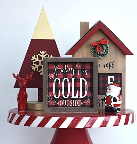 Baby It 's Cold Outside Wood Frame Коледа Sign, Farmhouse Style Коледа Tabletop Decor or Wall Decor, 6 W x 6 H