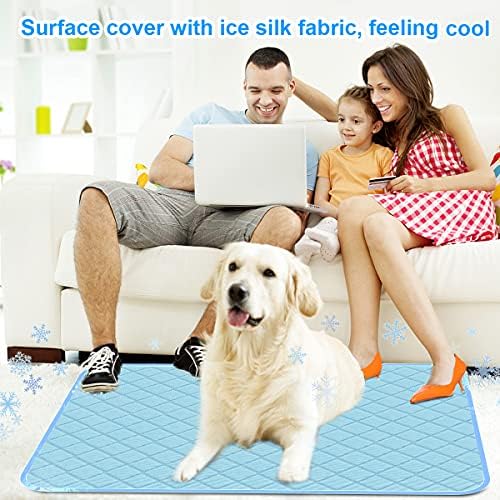 ORUIMO Dog Cooling Mat Large Washable Пет Self Cooling Pad, Ice Silk Summer Bed for Dogs & Cats, Пикае Pad Leakproof Non-Slip