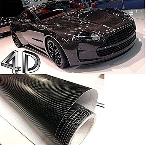 F & B LED СВЕТЛИНИ 4D Black Carbon Fiber Рибка Wrap Sticker Air Release Free Anti-Wrinkle (36 x 60 / 3 FT x 5 FT)