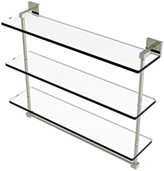 Allied Brass MT-5-22TB Montero Collection 22 Inch Triple Tiered Integrated Towel bar Стъклен Рафт, Полиран Никел