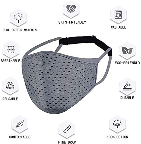 YUESUO Adjustable Sport Mask - Регулируема каишка за самостоятелно монтиране, Дишаща материя за лице, Множество и машинно пране, Многослойни дизайн