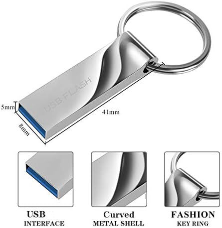 USB Flash Drive 2TB USB Memory Drive Thumb Stick USB Drive Backup Storage Pen Drive with Ключодържател (Silver)