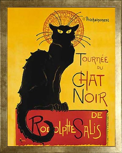 EuroGraphics Le Chat Noir (The Black Cat) by Theophile Alexandre Steinlen Ограден от Ретро Рекламни Арт Принт Плакат на