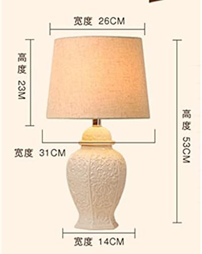 настолна лампа Бяла керамична Настолна лампа с Модерен Минималистичен Европейски Стил Настолна Лампа за Дневна Кабинет (Цвят : бял, размер : 53x26cm)