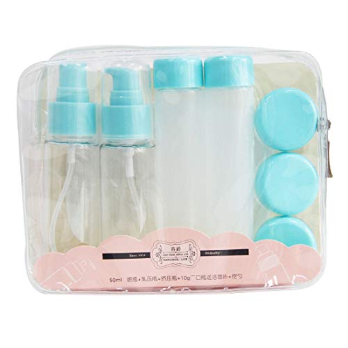 Красота и Лична хигиена F3766 Travel Subpackage Cosmetics Bottles Kit(Розово) Cosmetics bottle (Цвят : синьо)