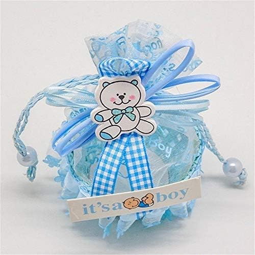 AOSUAI 12 бр./лот Кутия шоколадови бонбони Bear розово и Синьо Baby Boy Girl Подарък Кутия за Рожден Ден Декорация на