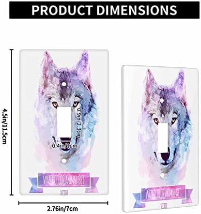 Beabes Wolf Wall Plate Animal Watercolor дивата природа Nature Wild Wildlife Ink Art White Switch Placte Cover 4.5 x 2.76