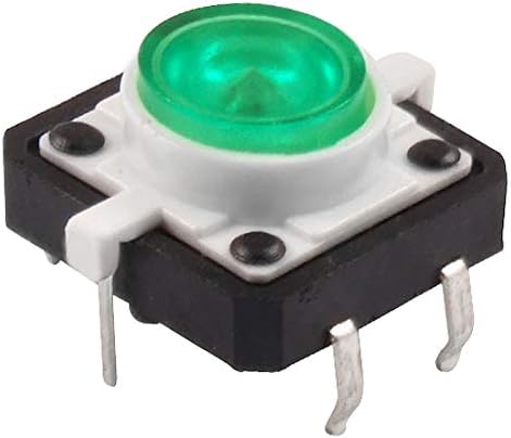 Нов Lon0167 Зелен led светлина Незабавен осезаемо Такт Бутон превключвател 12x12 mm x 11 mm DIP(Grün LED-Licht Незабавен осезаемо Такт Drucktastenschalter 12x12 mm x 11 mm DIP