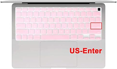 MMDW Английски Силиконов Калъф за клавиатура Кожа, за MacBook Air 13 инча 2020 Съобщение Модел A2179 A2337 M1 Чип,за MacBook Air 13 инча Аксесоари,за MacBook 13 Air Gel Защитна кожа(светло розов)