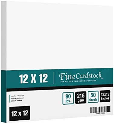 12 x 12 Квадратен Картон | 80lb Корица Бяла Дебела Хартия за карти - Гладко покритие | За Scrapbooking, на декоративно