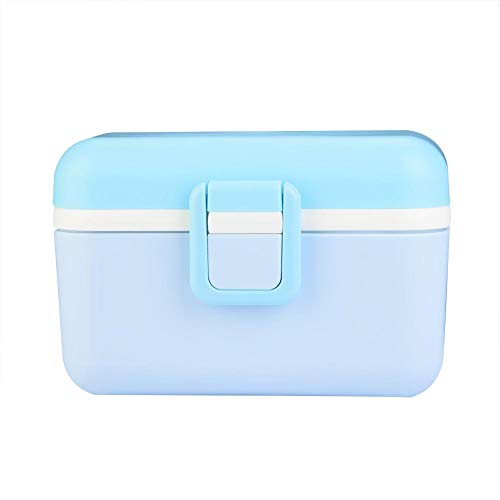 Преносима Кутия за сухо мляко, 1600ml бебе Baby Kid Food Fruit Candy Storage Box Small Container Case with Scoop for Home Travel (Blue)
