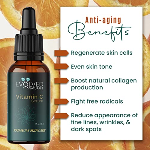 Усъвършенстваният Naturals Vitamin C Serum for Face, Анти-Стареене, Намалява Dark Spots, All Natural, Коллагеновое