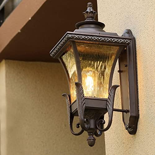XLBHLH 1-Light Outdoor Wall Фенер Oil Rubber Bronze Waterproof Wall Sconces with Water-Grained Glass Bronze Wall Mount
