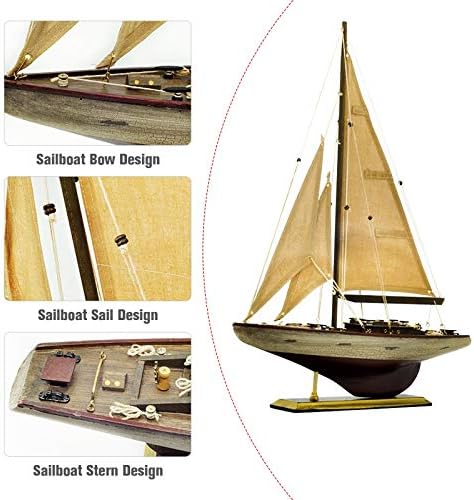 JJSPP Доставка Класически Ръчно изработени Начало Декор Дървени Ветроходни Лодки Модел Подарък за Деца и Възрастни