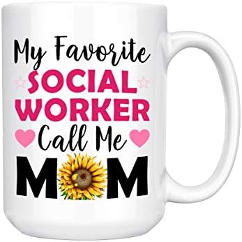 My Favorite Social Worker Mug, Call Me Мама Mommy, Gift for Mothers Day Ceramic Coffee Mug Tea Cup (White, 11oz)