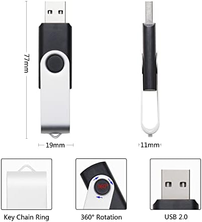 NEWTIK Wholesale Bulk 128MB 5 Pack Black USB Флаш Устройства, USB 2.0 Swivel Design Flash Drive for Data Storage Thumb