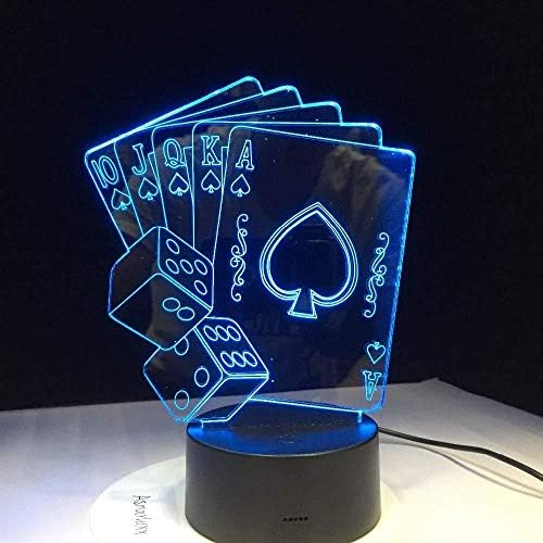 Модерен Подарък Казино Покер Зарове Светлина 3D Илюзия лека нощ Тенис на Маса, Спалня Нощни лампи Украса USB Седем Цвята