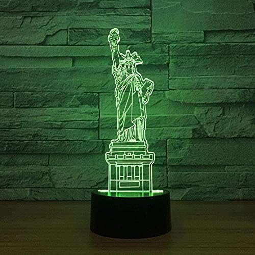 Модерен Подарък 3D Нощни Светлини на Статуята на Свободата Лампа Сензорен Маса Настолна Оптична Илюзия Лампи Творчески