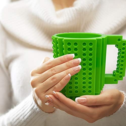 Build-on Brick Mug with 3 Пакети of blocks, Carfard Christmas Gift Novelty Creative 12 oz Coffee Cups Смешни Tea Mug Beverage Pen Cup(Black)