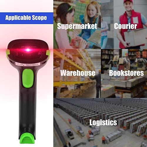 Ciglow Wireless Barcode Scanner 2.4 GHz Баркод Bar Code Scanner Reader за iOS, Android, Windows(зелен)