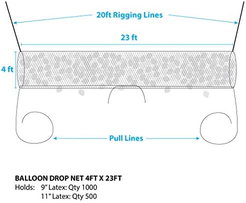 burton+BURTON 4Ft X 23Ft Silver Rainbow Балон Drop, Прозрачна Мрежа