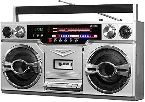 Victrola 1980-те години Ретро Bluetooth Boombox с кассетным плейър, както и AM/FM радио, Жичен и Безжичен гледане на,