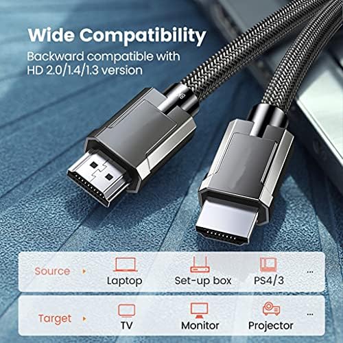 HGVVNM HDMI 2.1 кабел 8 До/60 Hz 4 До/120 Hz 48 gbps HDR10+ Цифров Кабел за PS5 HDMI Сплитер HDMI кабел (Цвят : както е показано, размер : 3 м)