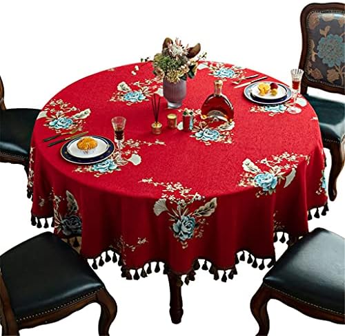 SHYPT Европейската Кръгла покривка Голям Червен Годеж Булчински Сватбена вечеря Празнична покривка (цвят : A, размер :