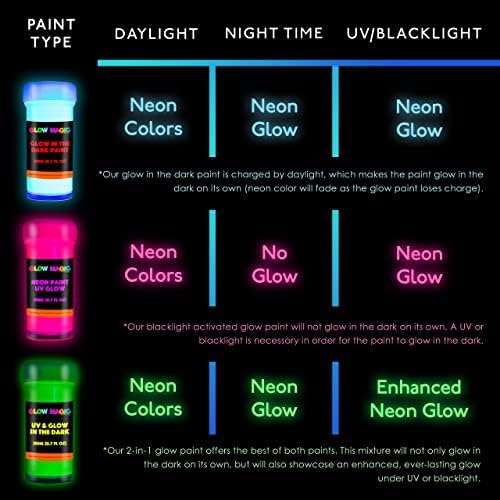 Individuall Glow in the Dark Paint - Комплект от 8, 20 мл Светлоотразителни акрилни бои за външно и вътрешно ползване