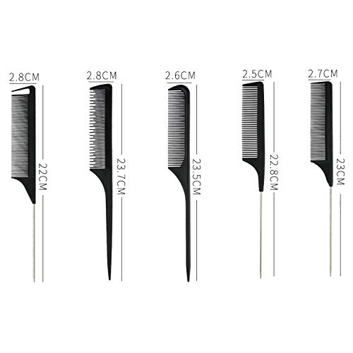 9PCS Hair Stylists Professional Styling Comb Set Black Carbon Fine Cutting Comb Carbon Fiber Hair Комбс Heat Resisitant Teasing Comb for All Hair Lengths