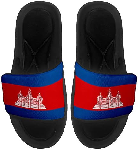 ExpressItBest Sushioned Slide-On Sandals/Пързалки за мъже, жени и младежи - Флаг Камбоджа (камбоджа) - Флаг Камбоджа