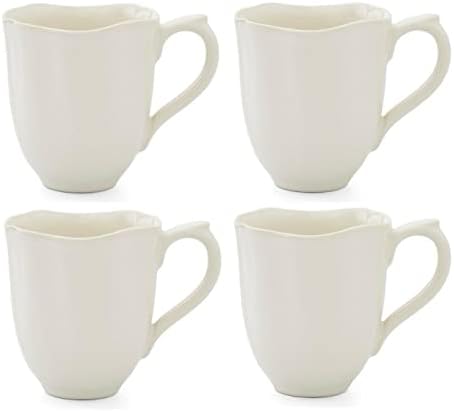 14 Унции Чаши за Кафе, Комплект от 4 - Кремаво-Бели Steins Комплекти Коледни подаръци Кафеена чаша Чаша Чаша Бар аксесоари