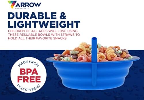 Arrow Home Products Sip-A-Bowl Set, 22oz, 6pk - BPA Free Straw Bowls for Kids To Sip Up Every Drop Without the Каша -Произведено