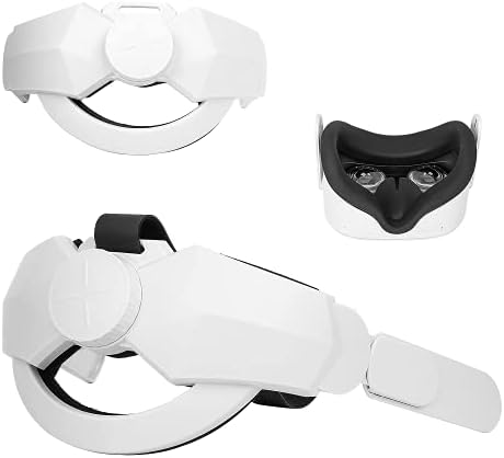 Централен колан за Oculus Quest 2 [2021 най-Новият 3-в-1] Регулируема лента за глава е Съвместим за Oculus Quest 2 с възглавница за главата на по-Добра поддръжка и комфорт в VR Подмяна