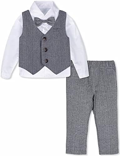 A&J DESIGN Toddler & Baby Boys Gentleman Outfit 3pcs Смокинг е Официален Костюм с Риза и Панталон и Жилетка