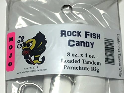 Blue Water Candy - Rock Fish Candy 8 oz & 4 oz Mojo Lure Изтеглен 9-инчов корпус Swimbait Shad Тандем Парашутни Rigged