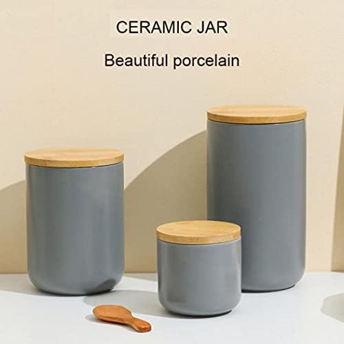 jessie Ceramic Food Storage Jar with Bamboo Капаци, Airtight Ceramic Canister Set Food Canister (1000ml/34oz)