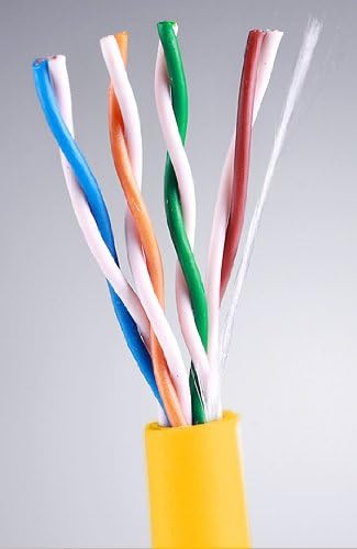 1000FTCables CAT5e Plenum (1000 фута) на Едро 350 Mhz Мрежа Ethernet кабел CMP (жълт)