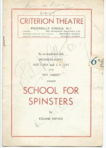 School For Spinst Play Cast - Шоу Бил Подписал Около 1947 г. с ко