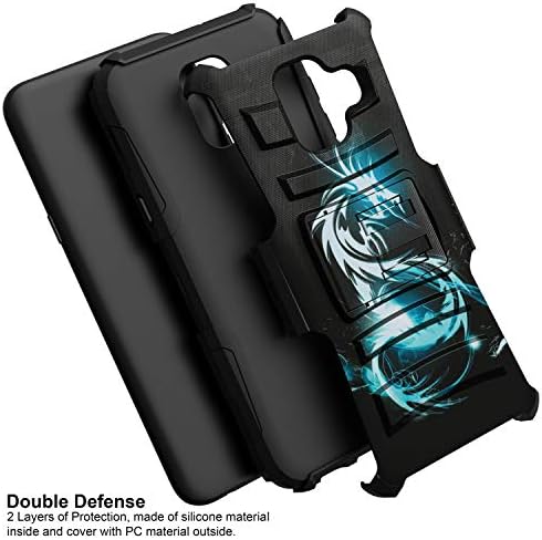 MINITURTLE е Съвместим с Samsung Galaxy A6 A600 (2018) Hard Shell Cover Hybrid Case Kickstand with Holster Клип [Clip Armor] - Blue Dragon