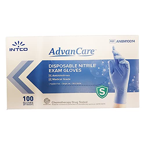 За еднократна употреба нитриловые изпита ръкавици AdvanCare ANBM10014, без прах и латекс, медицински клас (синьо, малко