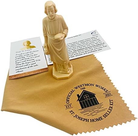 Официалната статуята на Св. Йосиф, за продажба на жилища с инструкция Карти и домашната молитва с гробна кърпа Пълен комплект