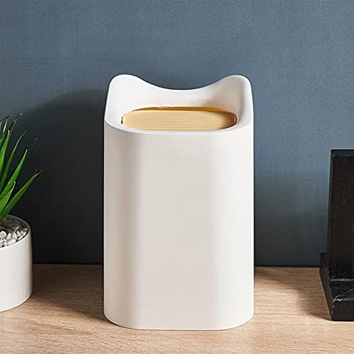 QBVADE Simple Design Mini Wastebasket Can Desktop Bedroom Trash Bin with Lid for Home Office Desk (Color : F)