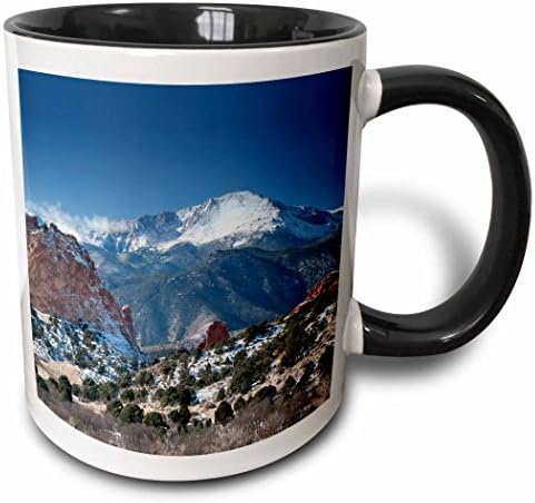 3dRose mug_38673_4Colorado Mountains Pikes Peak в два цвята Черна Чаша, 11 грама, Многоцветен