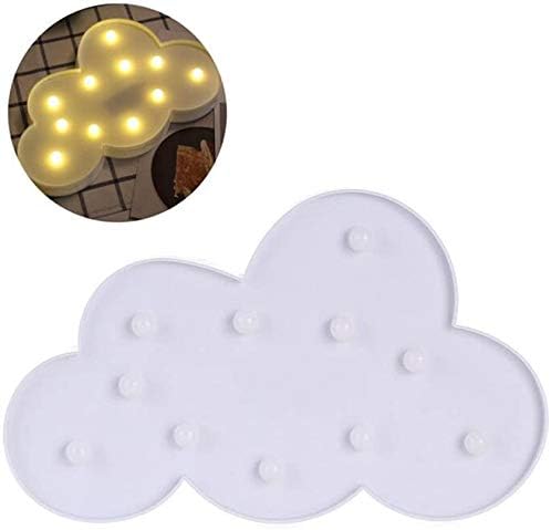 WHATOOK 3D Лампа Cloud Marquee Sign Night Light Battery Operated,Children 's Bedroom Home Decorate Nursery Lamp - 11 LED Warm White Wall Lamp Kids' Room Decr (Cloud)